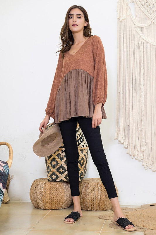 2 COLORS - Rust & Olive Flowy Top