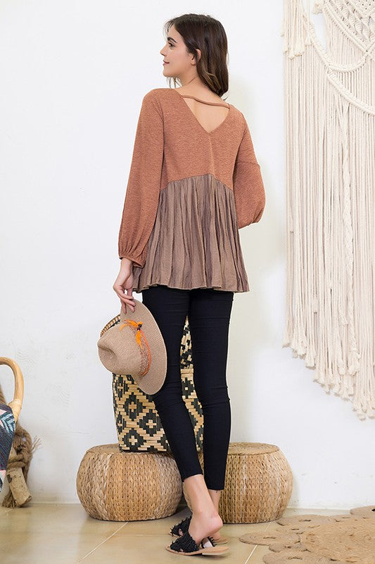 2 COLORS - Rust & Olive Flowy Top