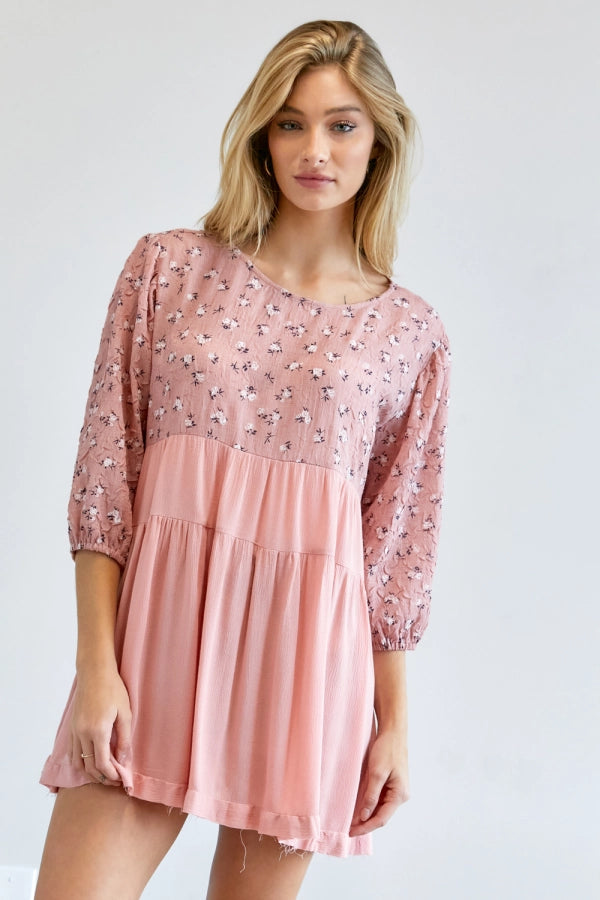 Blush Floral Tunic Top