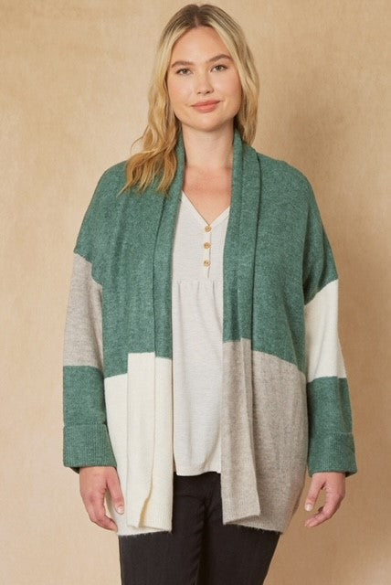 Green & Grey Color Block Sweater