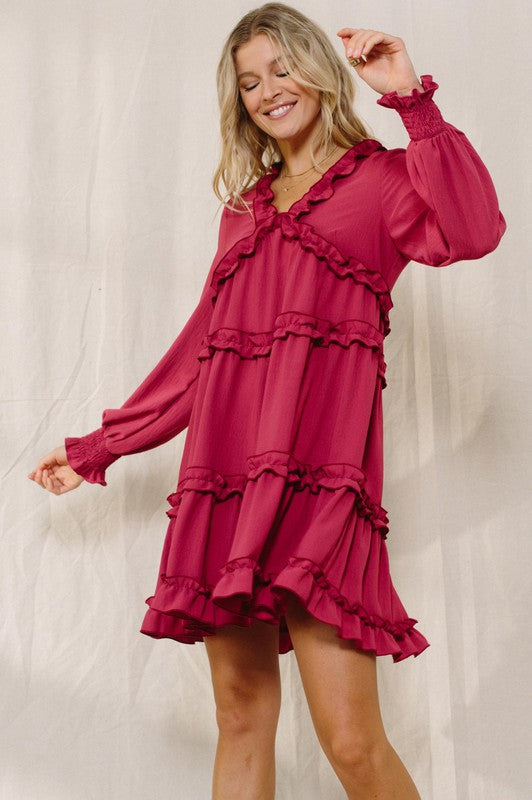 2 COLORS - Ruffle Accented Dress