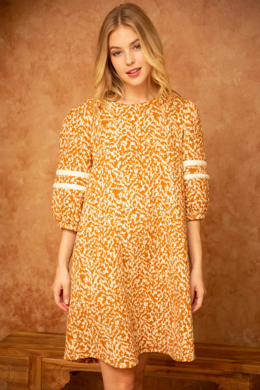 Cognac VOY Quilted Shift Dress