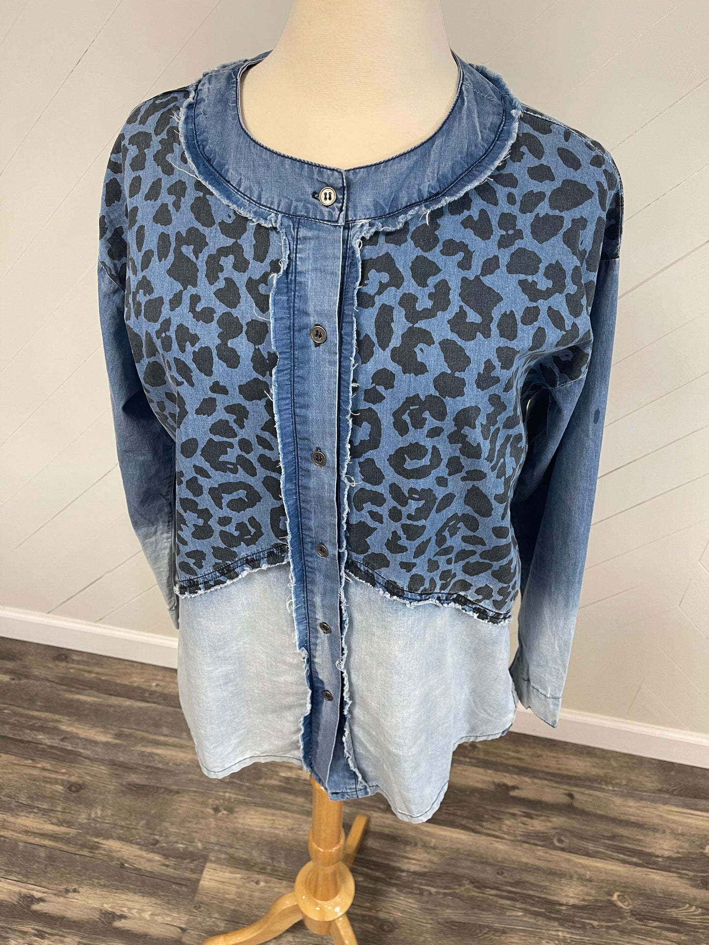 Leopard Chambray Button-Down