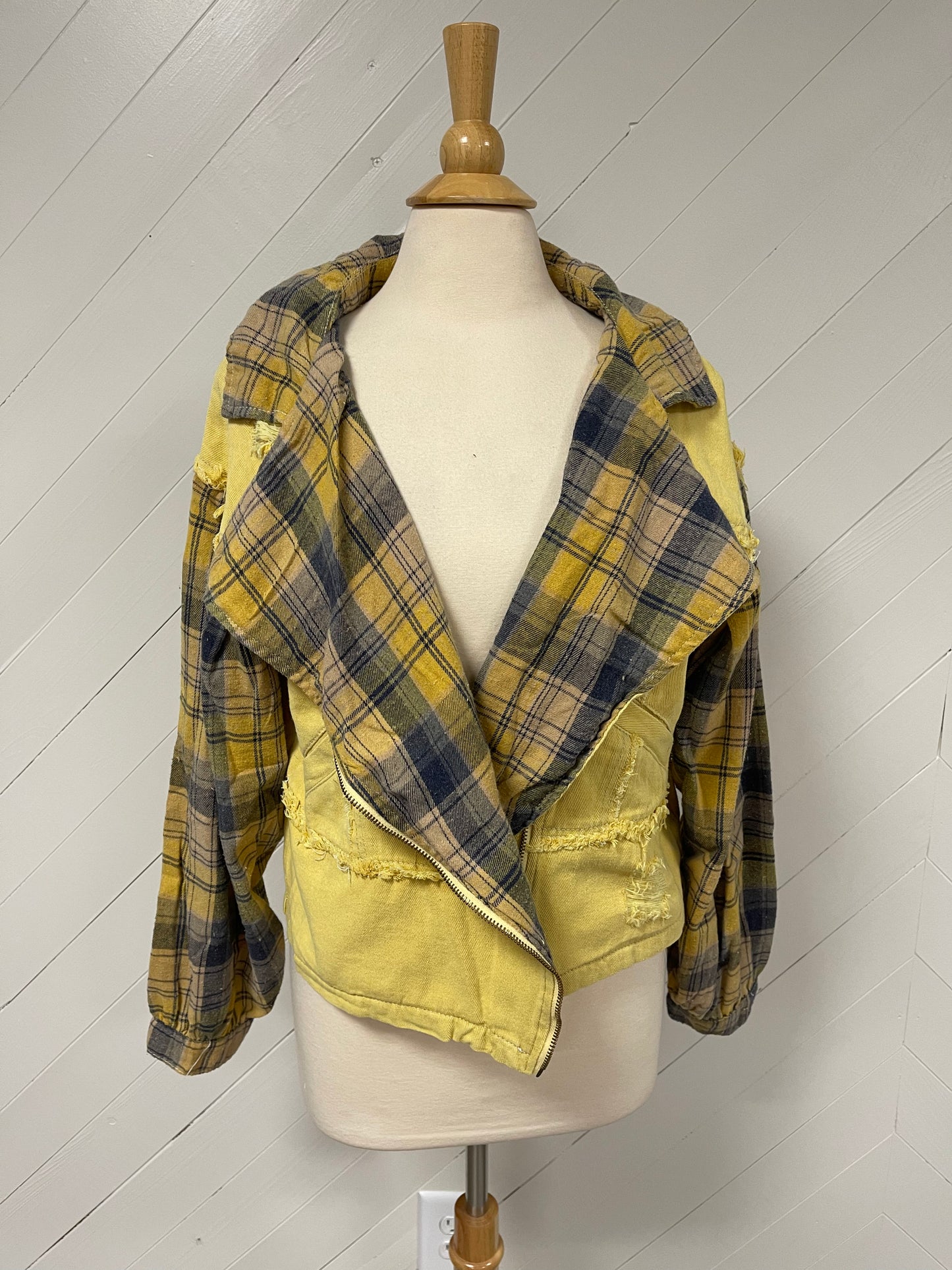 WVU Yellow & Blue Plaid Jean Jacket