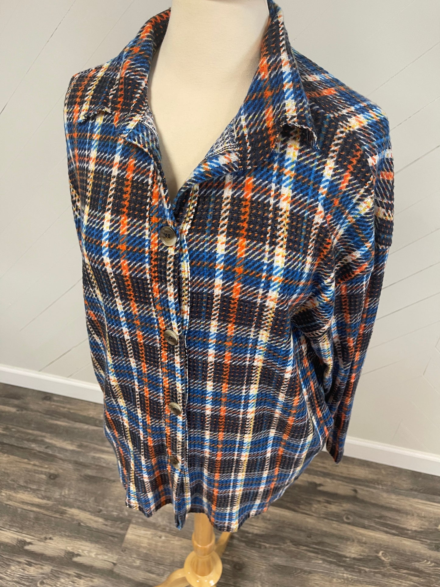 Orange & Blue Picnic Button-Down Tunic