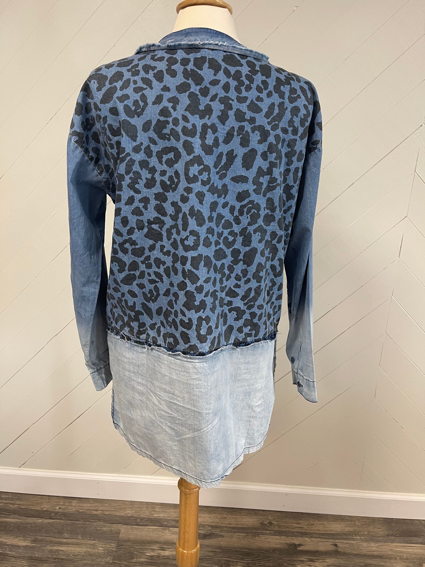 Leopard Chambray Button-Down