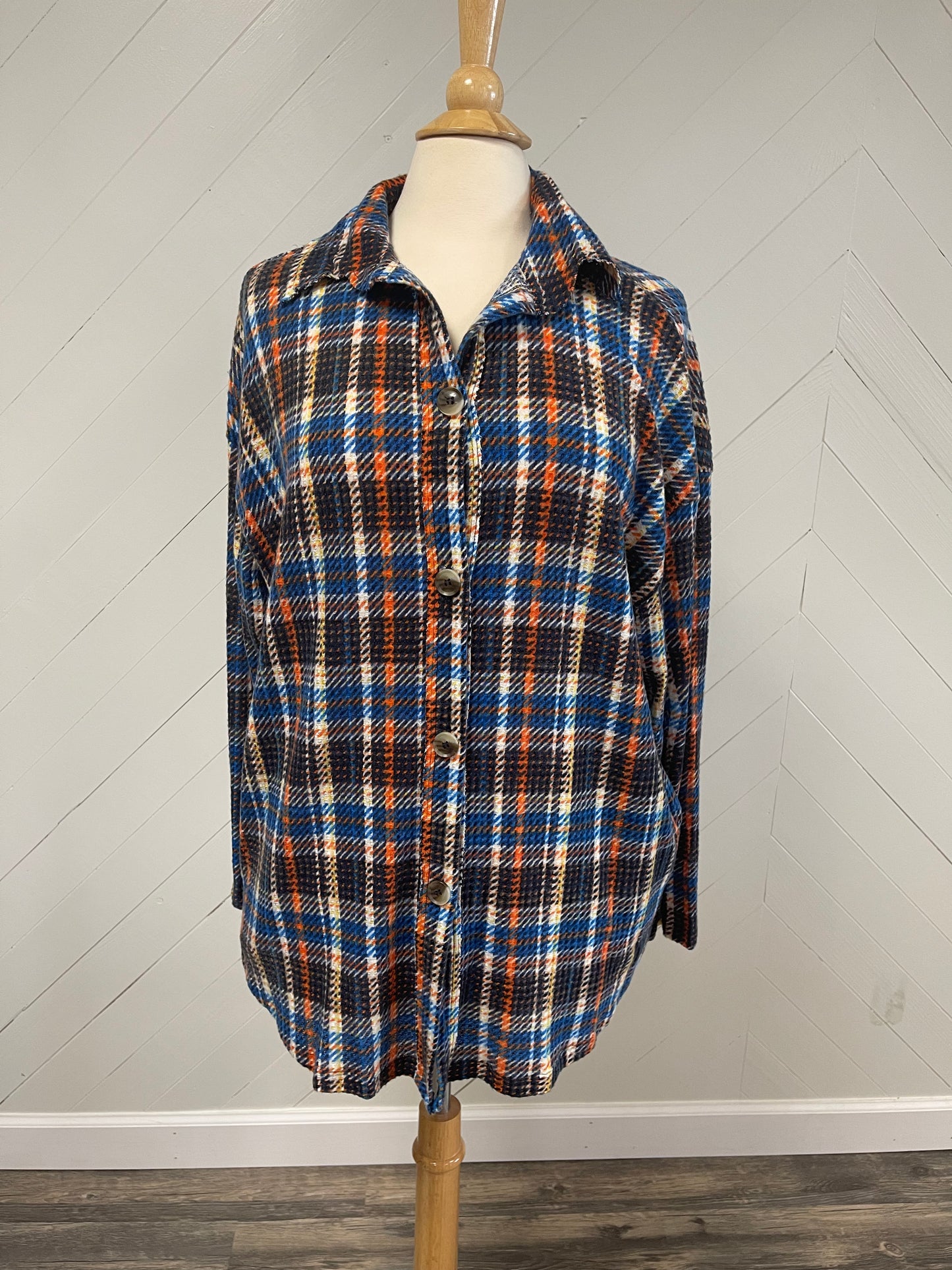 Orange & Blue Picnic Button-Down Tunic