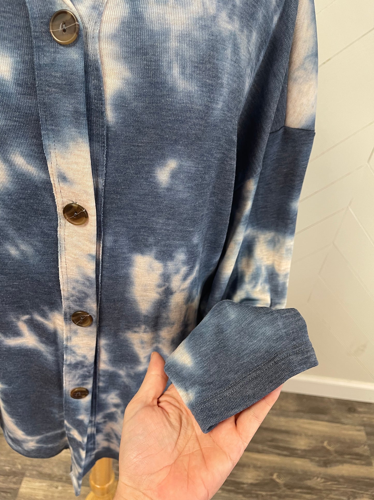 Vintage Blue Tie-Dye Button-Down Tunic