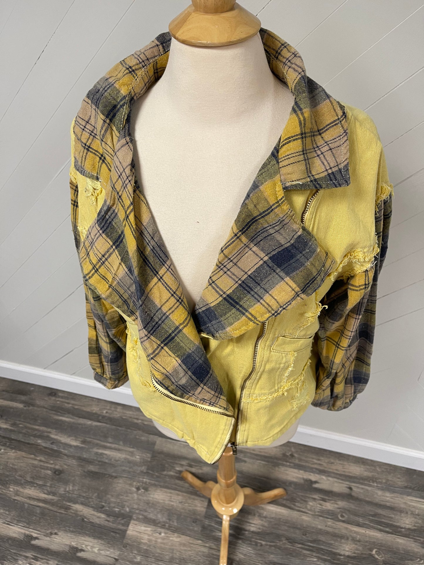 WVU Yellow & Blue Plaid Jean Jacket