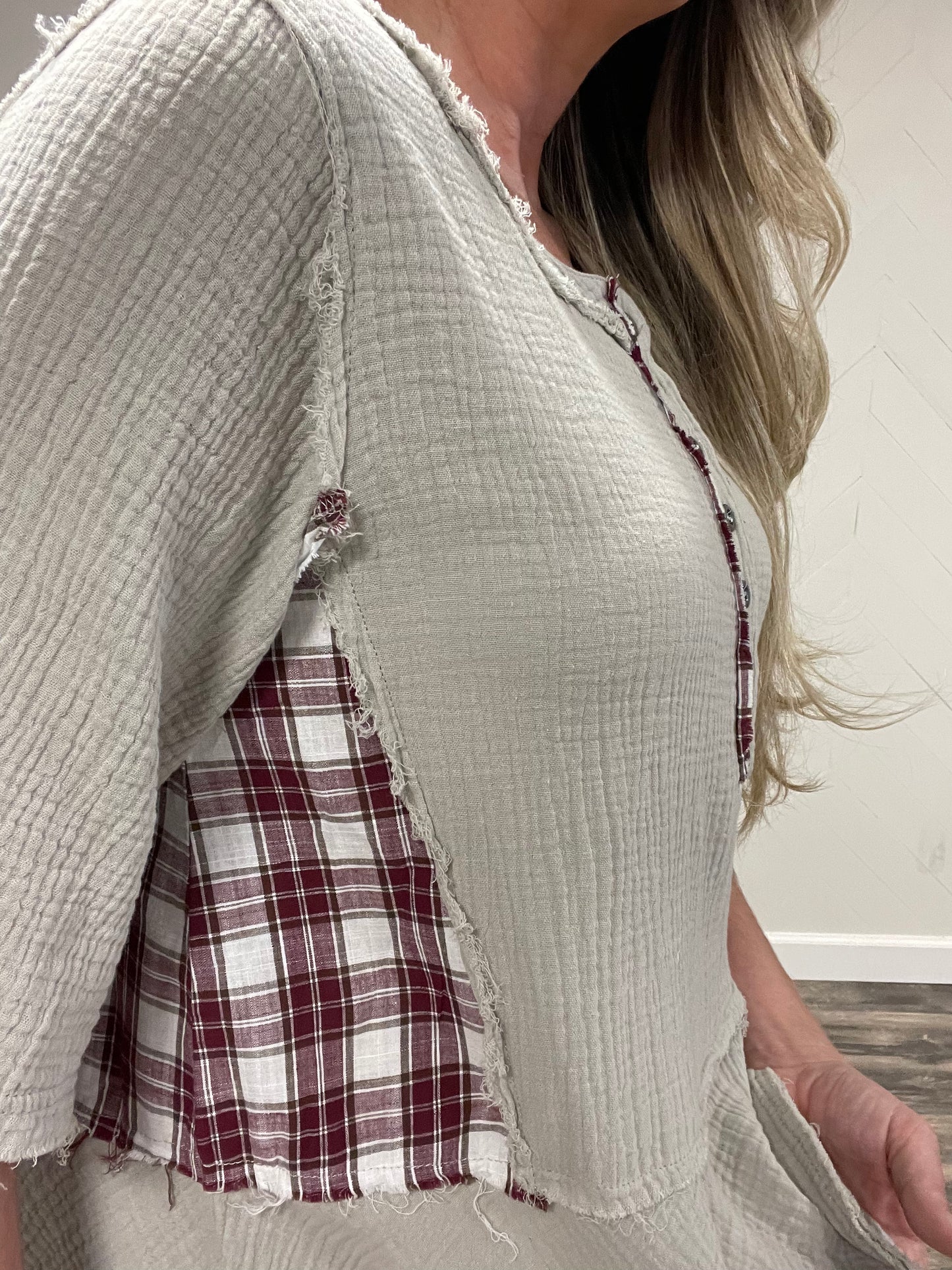 Grey & Plaid Peplum Top