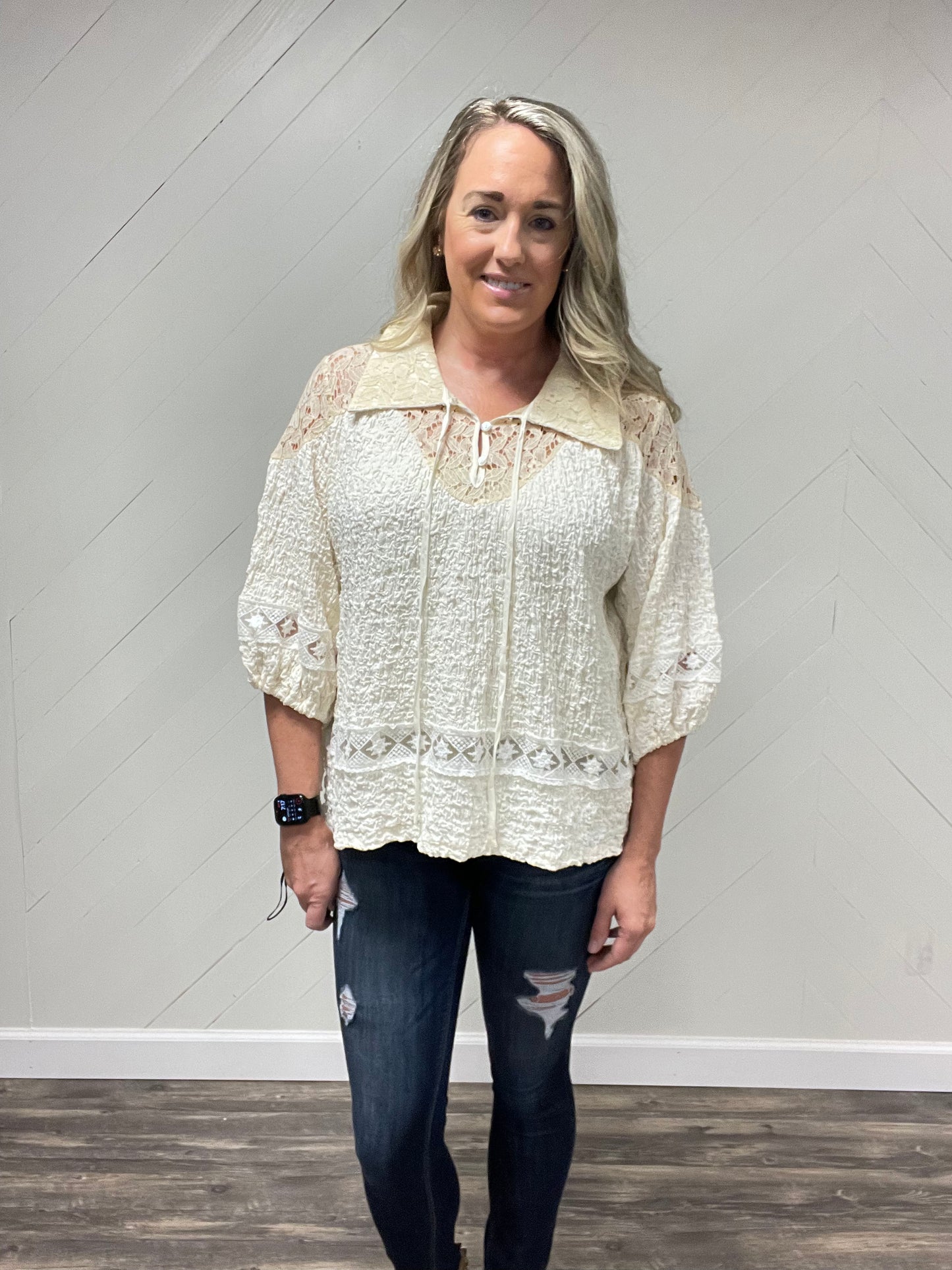 Bridgerton Cream & Lace Top