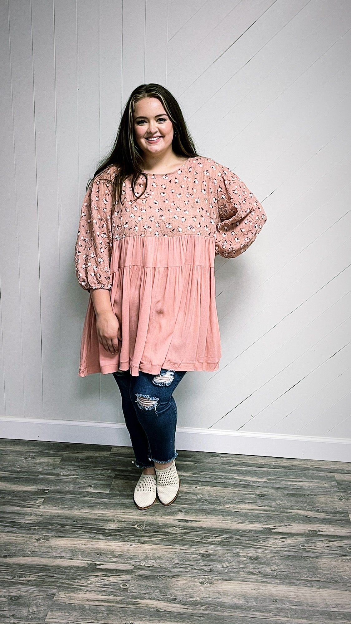 Blush Floral Tunic Top