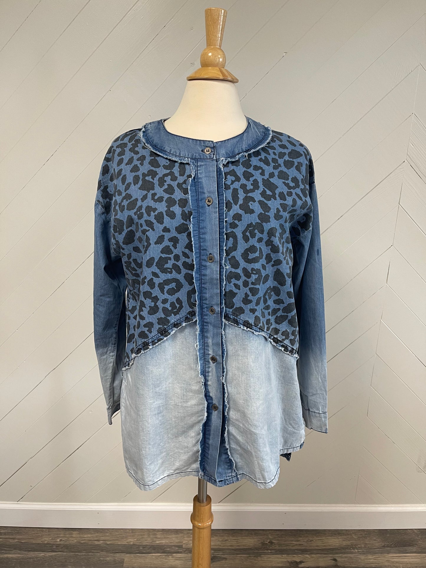 Leopard Chambray Button-Down