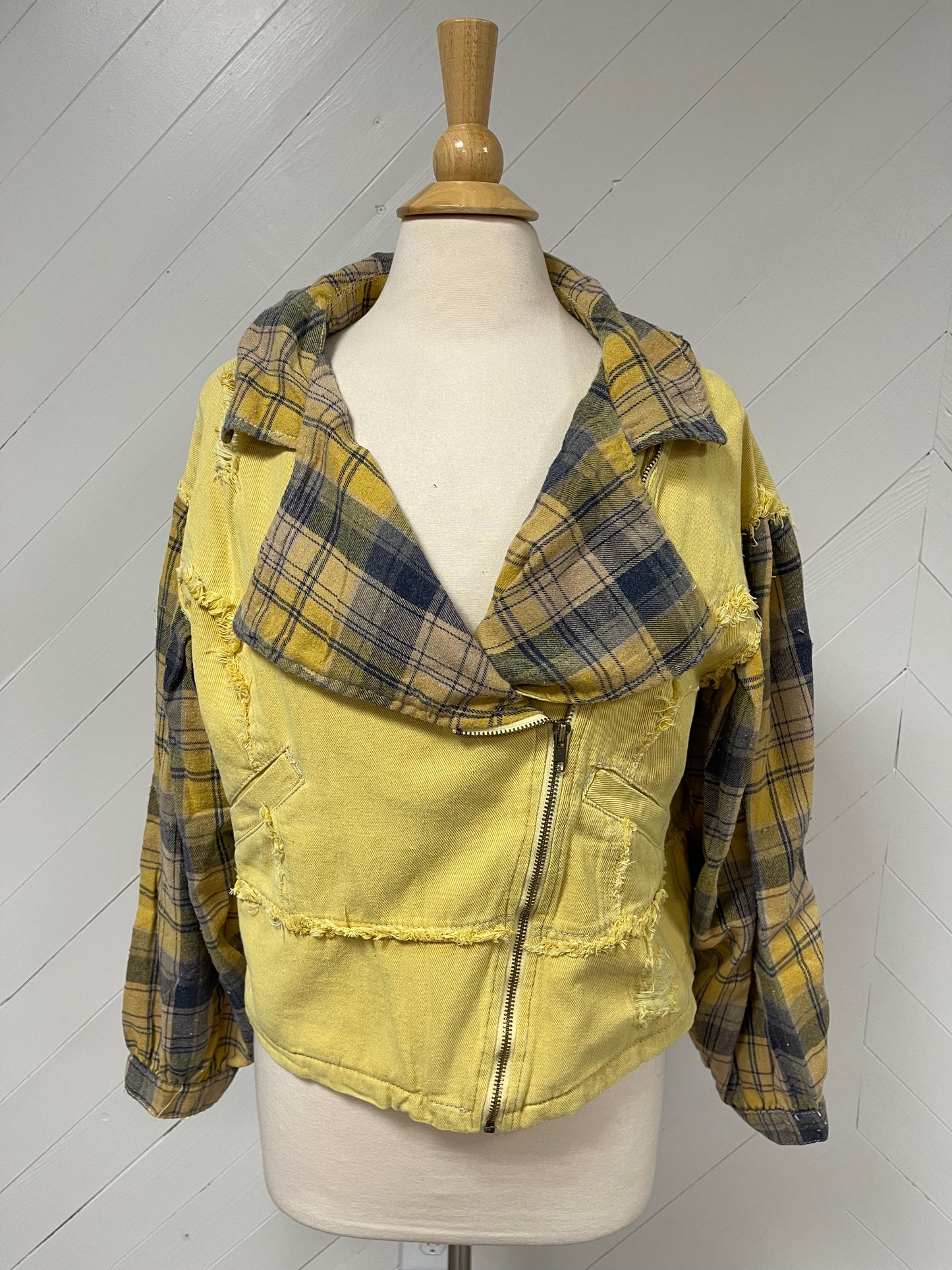 WVU Yellow & Blue Plaid Jean Jacket