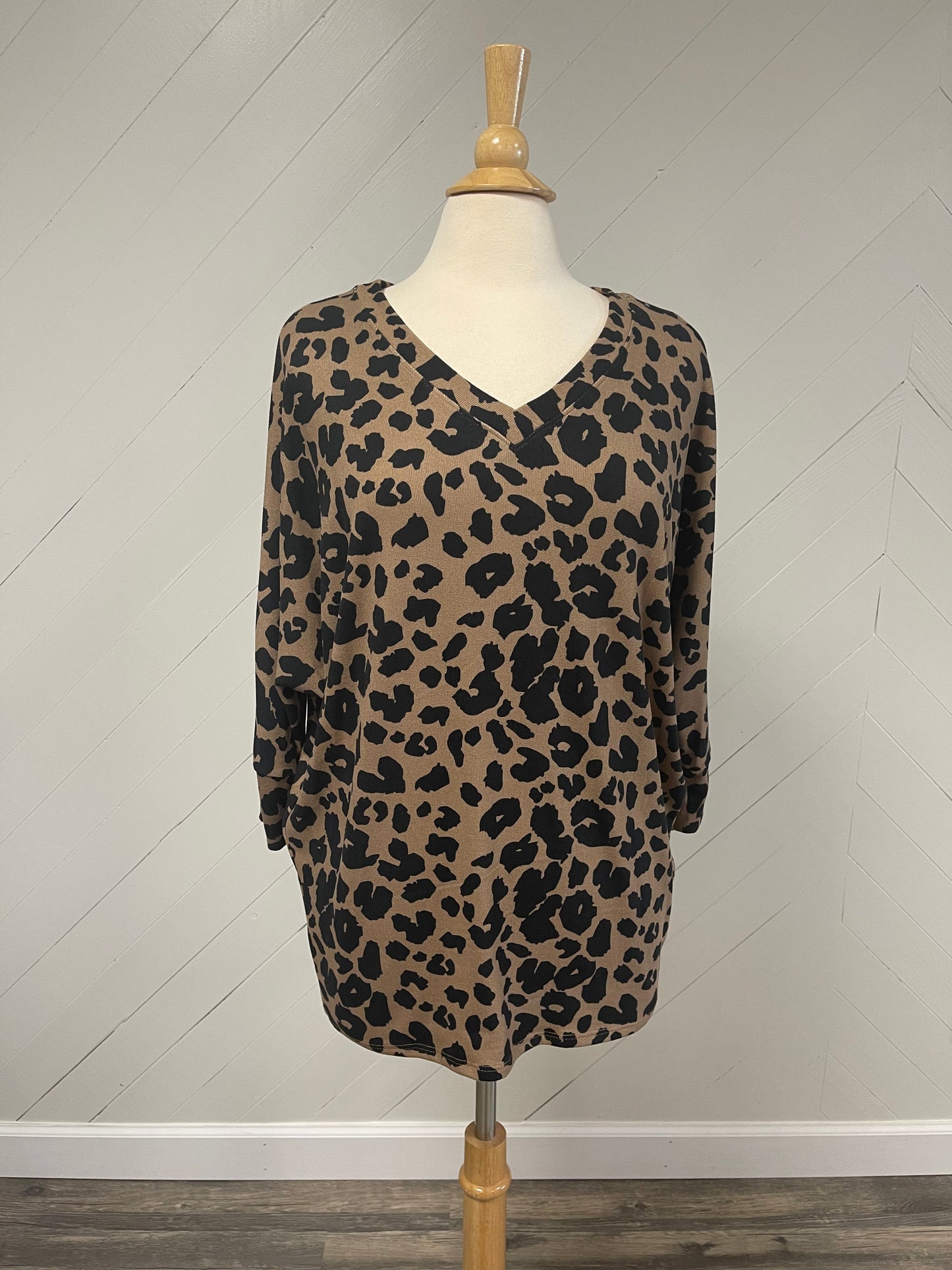 Dolman Sleeve Leopard Print Top