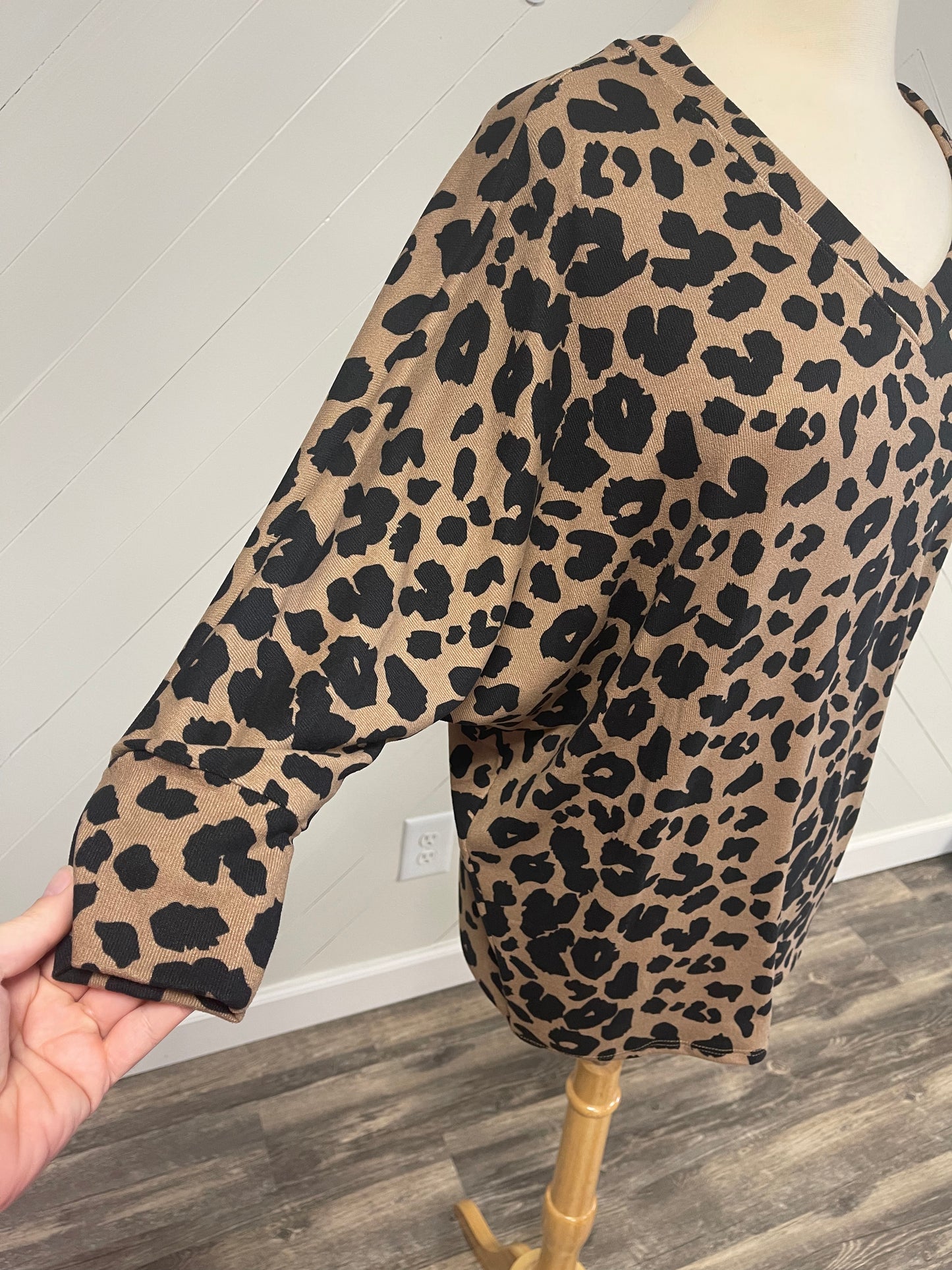 Dolman Sleeve Leopard Print Top