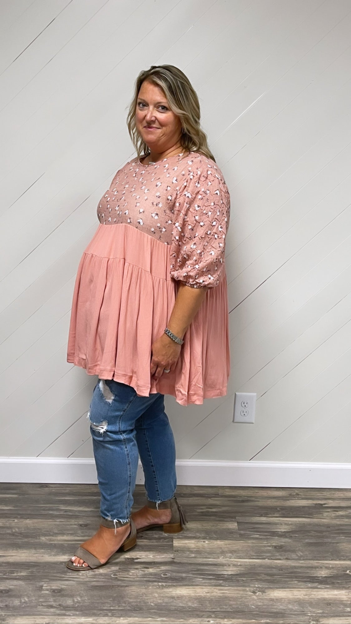 Blush Floral Tunic Top