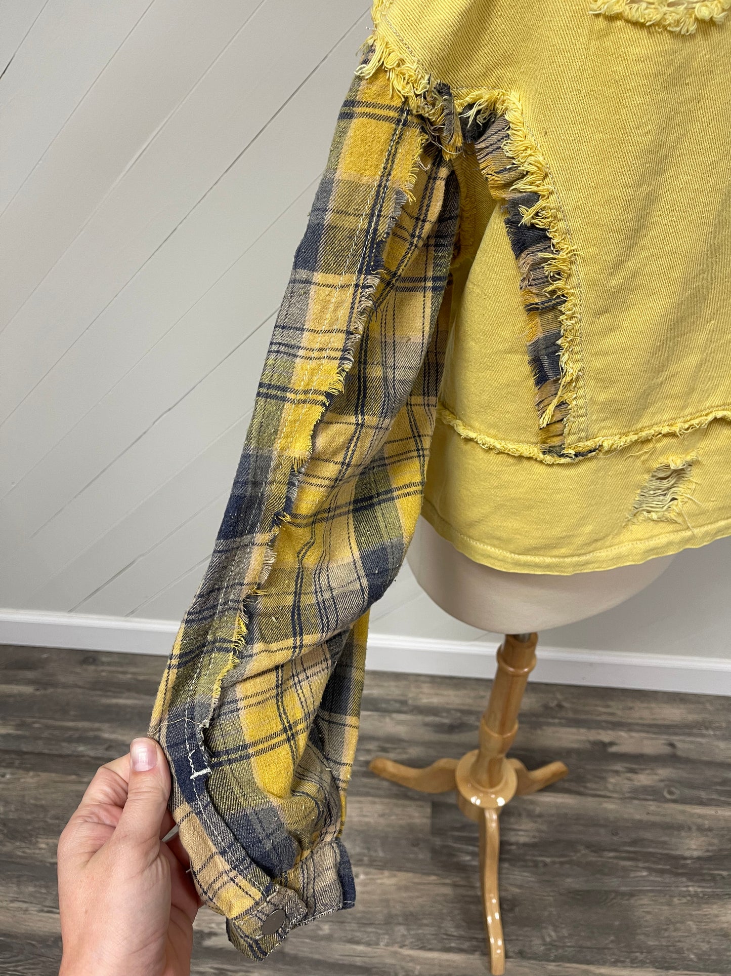 WVU Yellow & Blue Plaid Jean Jacket