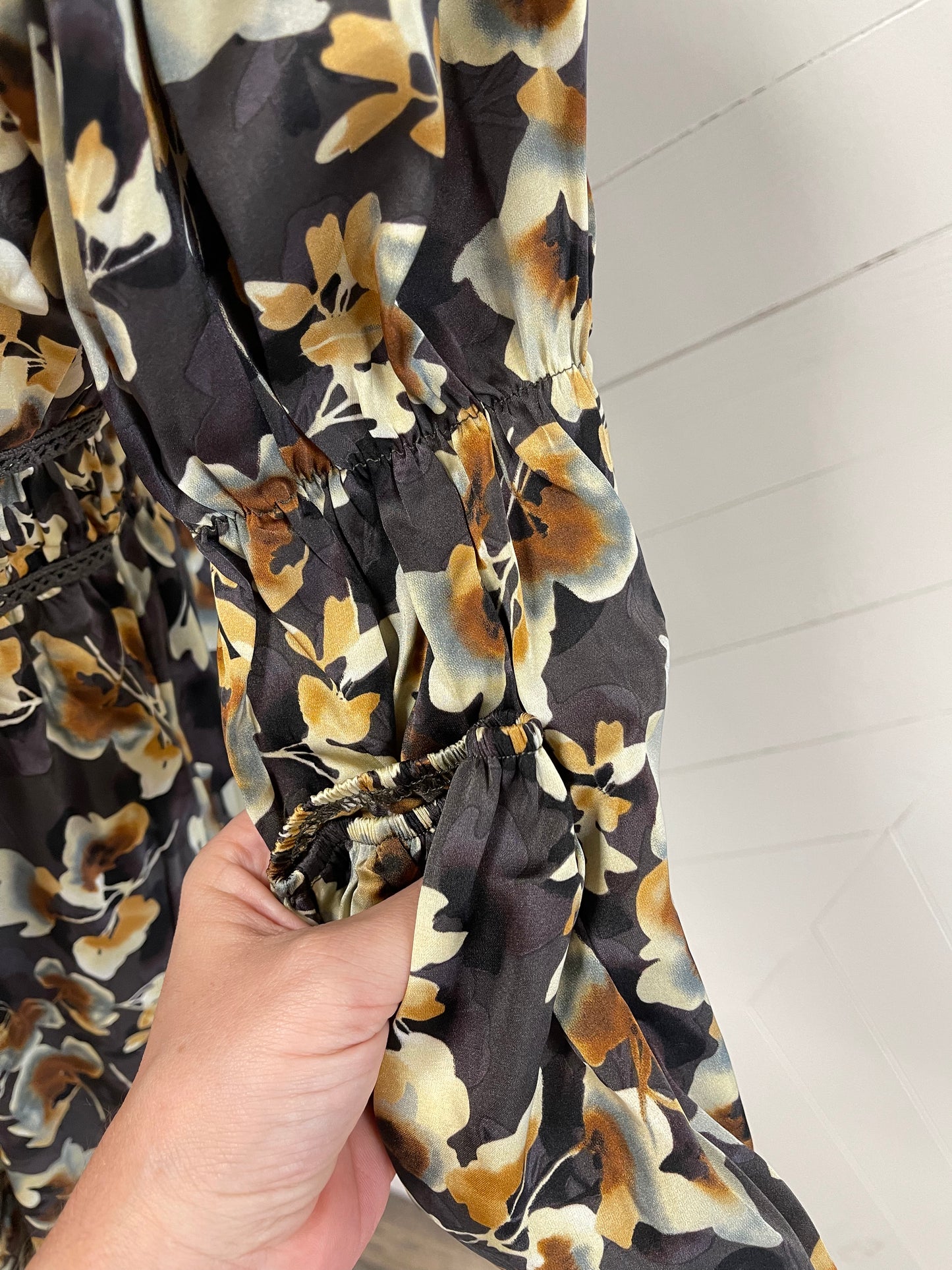 Satin Fall Floral Patterned Dress