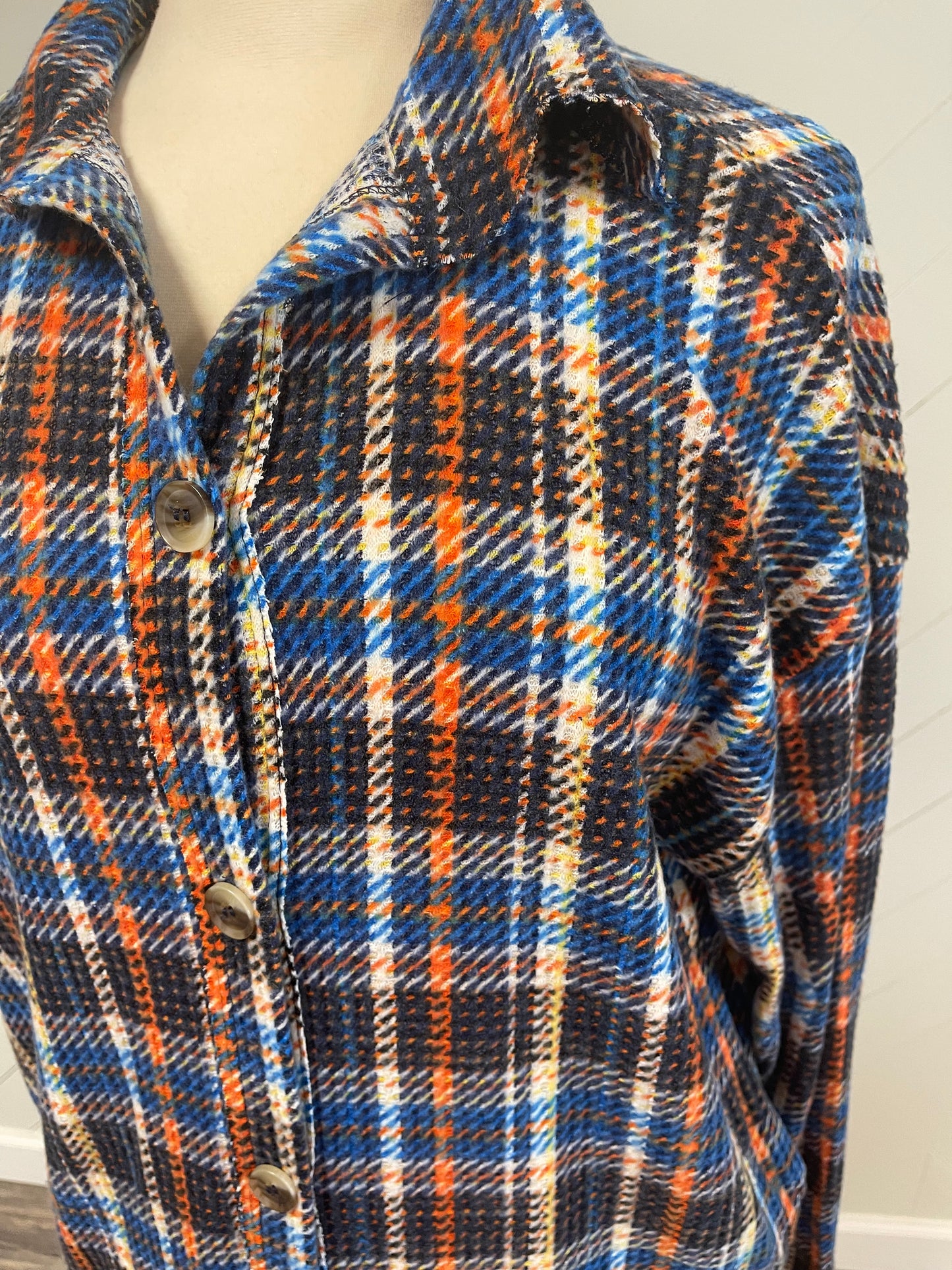 Orange & Blue Picnic Button-Down Tunic