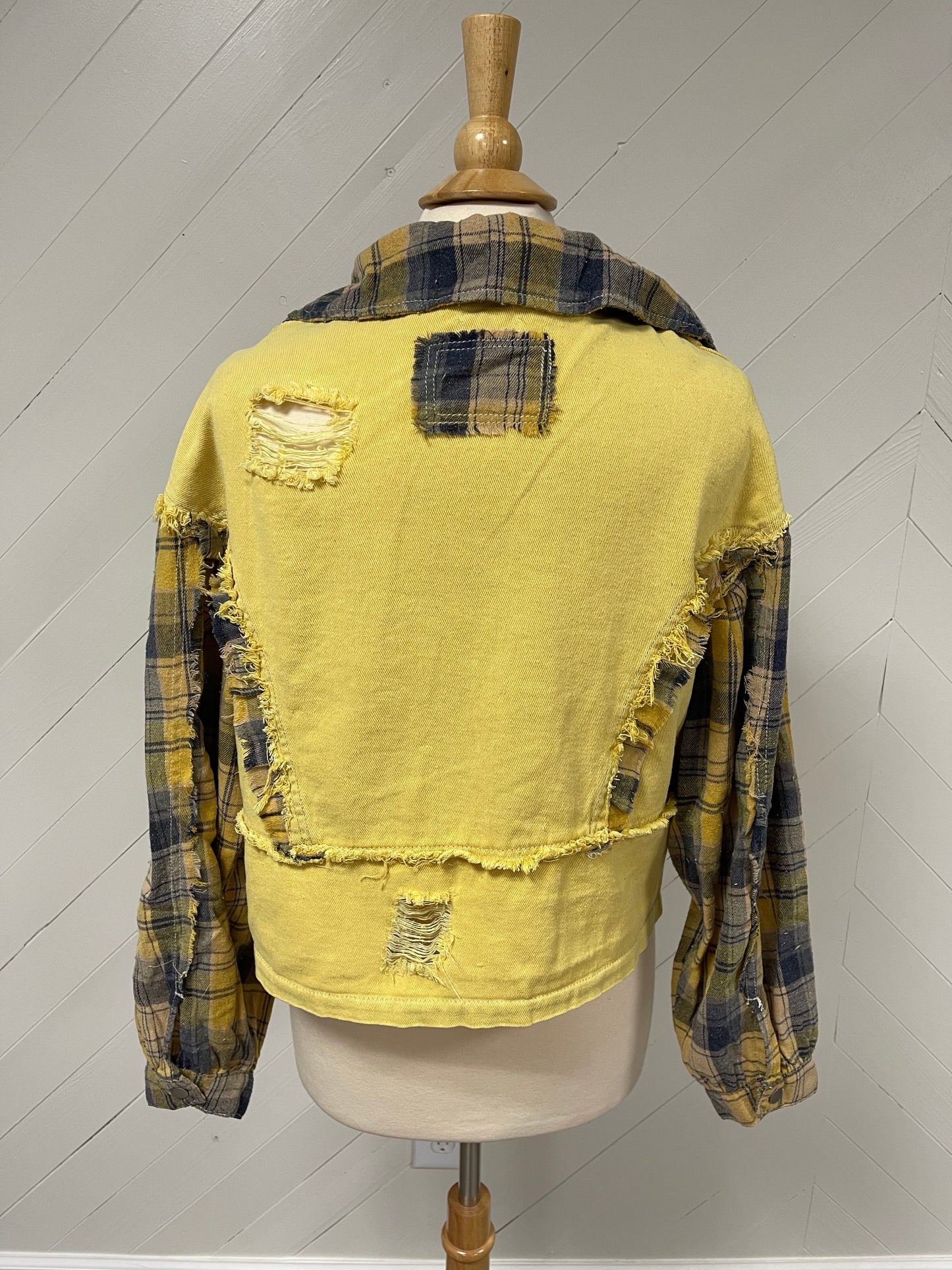 WVU Yellow & Blue Plaid Jean Jacket