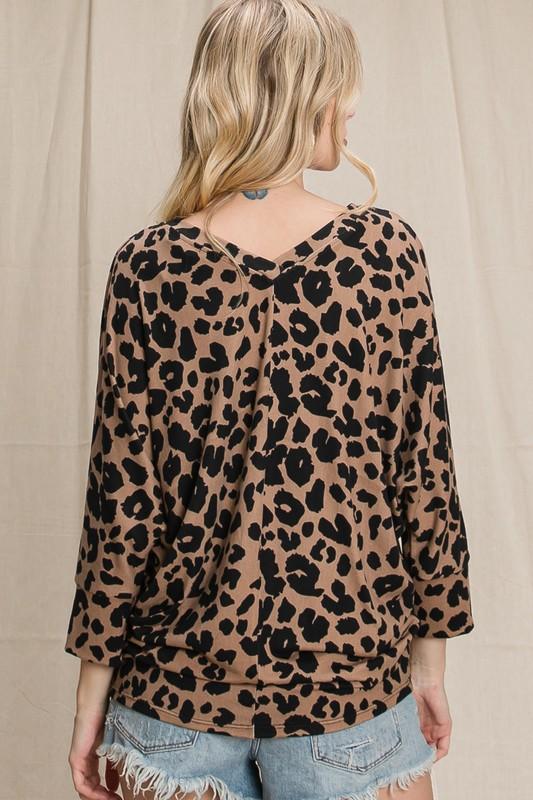 Dolman Sleeve Leopard Print Top